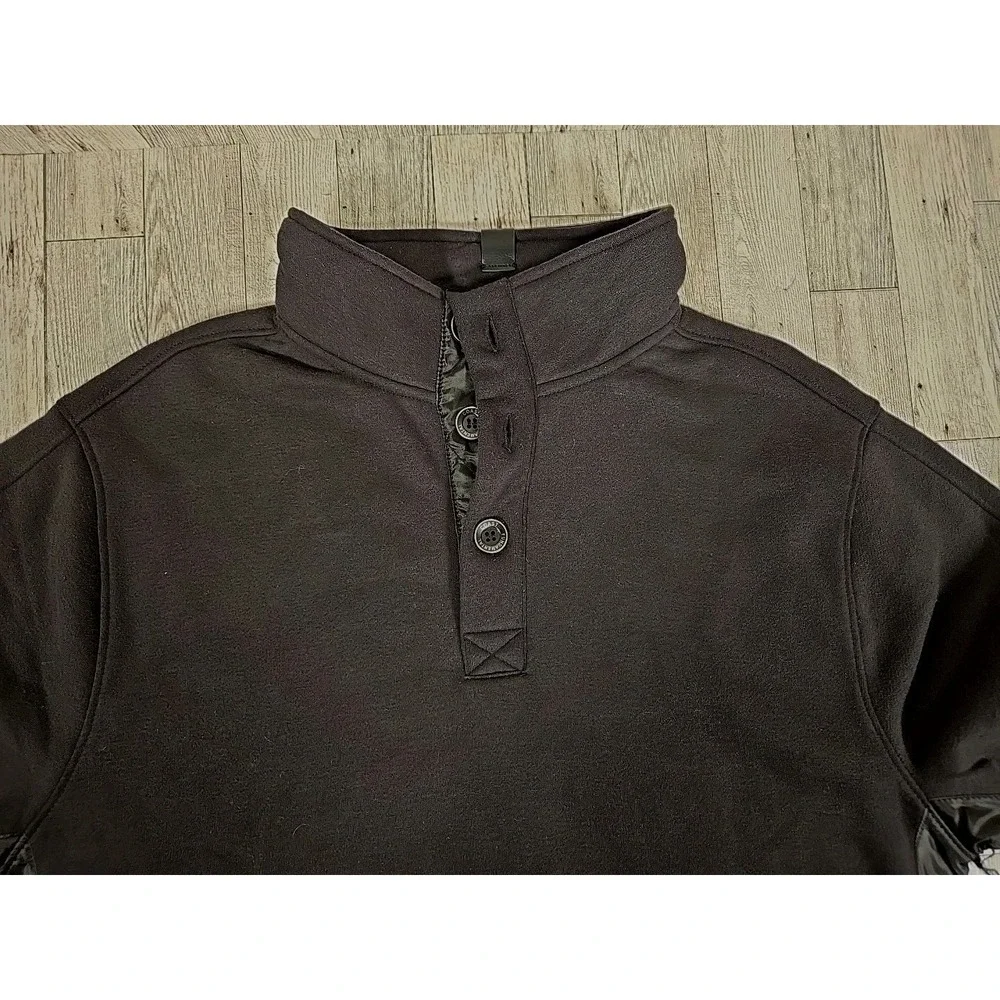 Fundamental Coast Sweatshirt SMALL Black Pullover 1/4 Button Up Slater Mock NEW